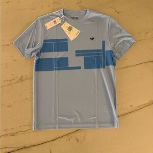 Lacoste Novak Djokovic Mens Regular Fit Blue Colorblock Tee Medium (4)